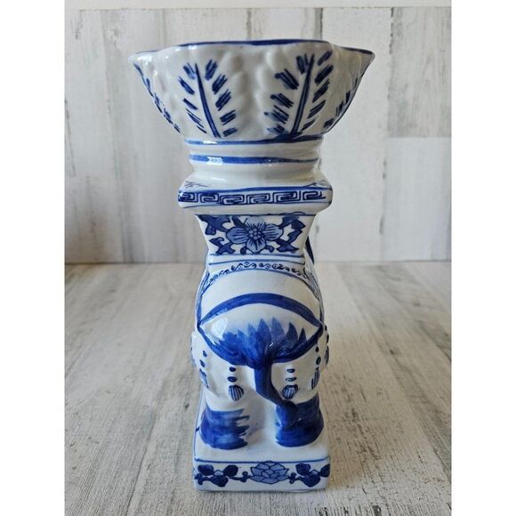 Canton collection twos company elephant vase bowl unique blue Delph statue figur - Picture 3 of 8